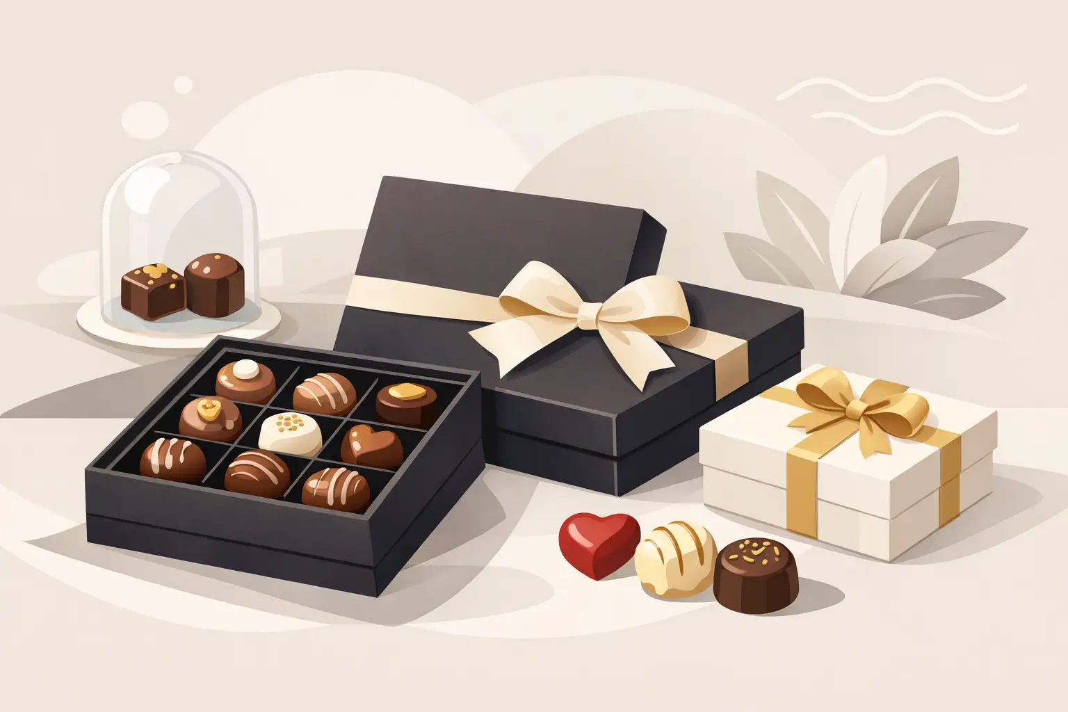 Cutii cadou cu praline personalizate elegante