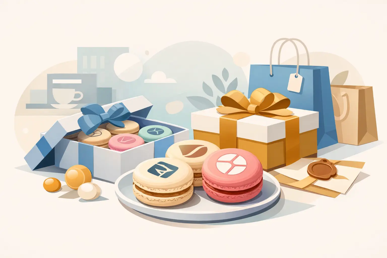 Macarons personalizați cu logo pentru cadouri